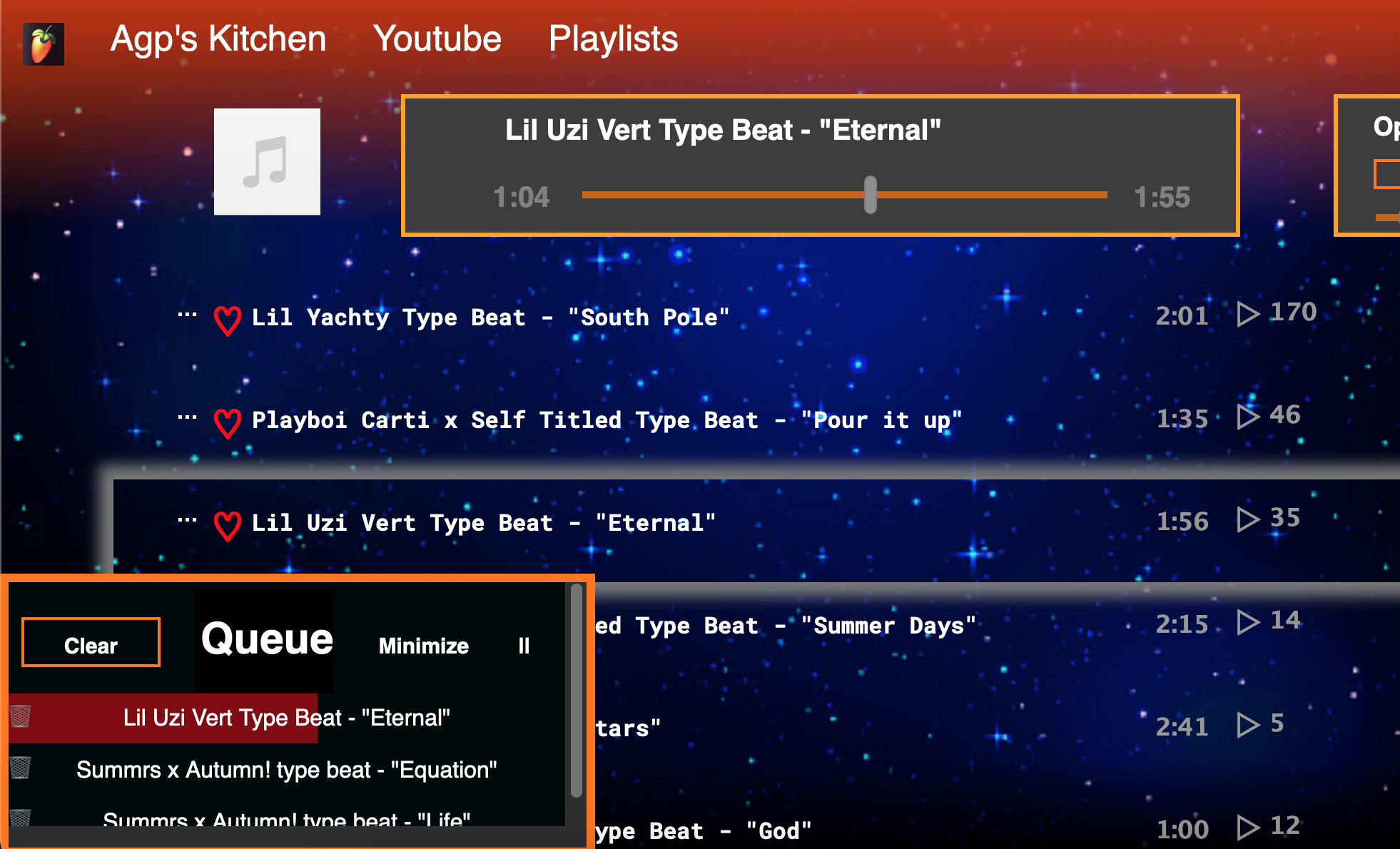 Image of music player website